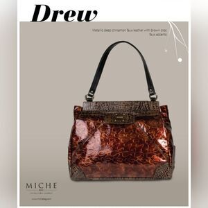Miche Drew Prima Deep Cinnamon & Brown Faux Croc Accents Shell